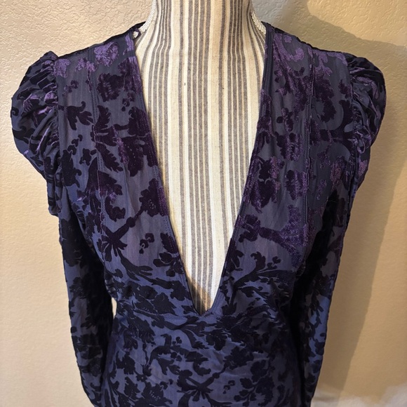 Final Sale! NWT Free People Bodysuit Lg Deep Purple Floral Deep Sea Magic Hour - Picture 5 of 16